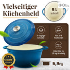 Ottia Gusseisen Topf 5L [inkl. eBook] – Emaille Topf 26cm