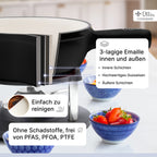Gusseisen Fondue Set für 2-6 Personen, 3-lagige Emaille, Schadstofffrei, 10-teilig