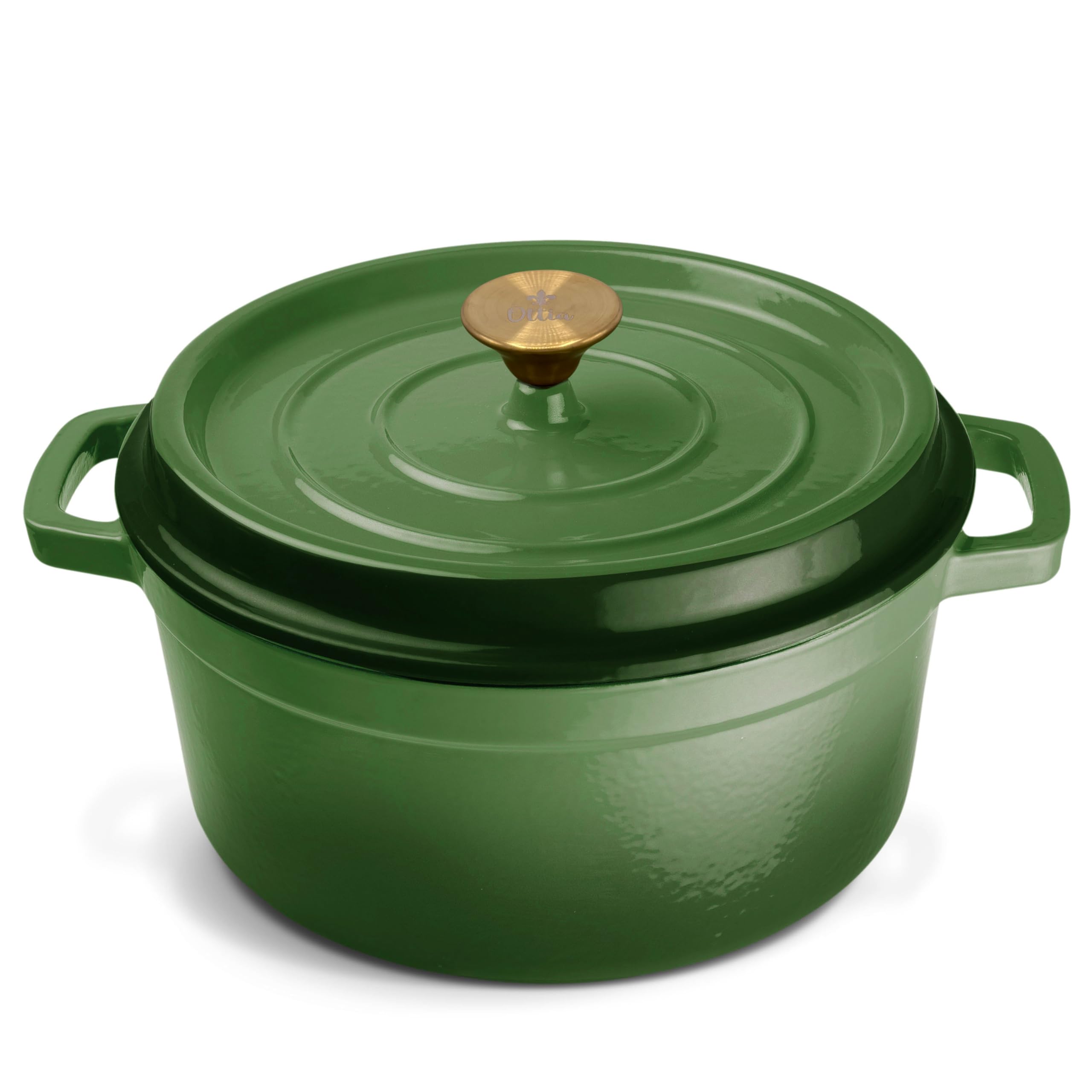 Ottia Gusseisen Topf, 22 cm, 3 Liter, Premium Emaille, Schmortopf Bräter mit Deckel, Gusseisentopf, Dutch Oven, Brotbackform, Brotbacktopf, alle Herdarten (auch Induktion), ofenfest, Händler aus HH