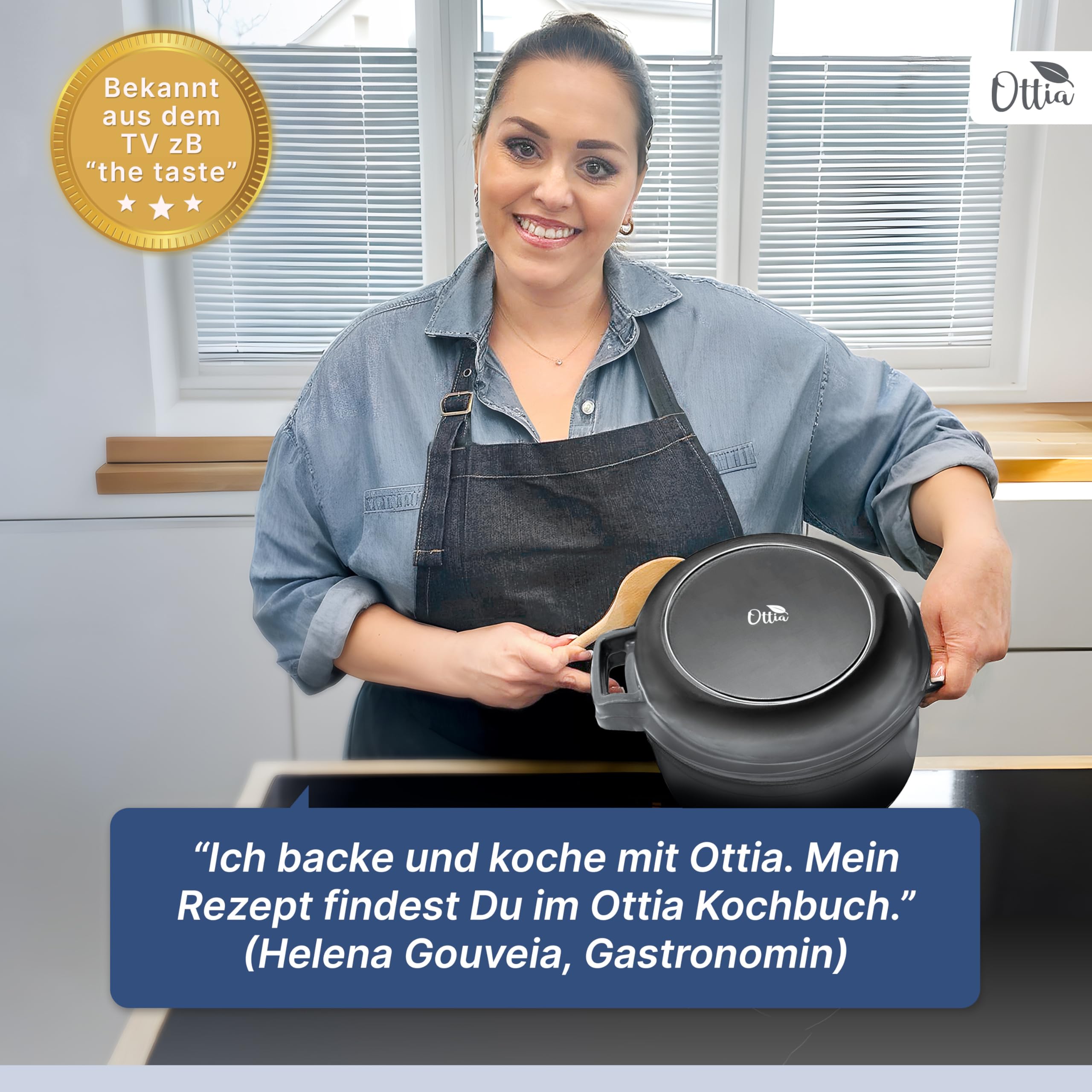 Emaillierter Gusseisen Topf, 26 cm, Deckel als Pfanne, ofenfest