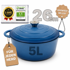 Ottia Gusseisen Topf 5L [inkl. eBook] – Emaille Topf 26cm