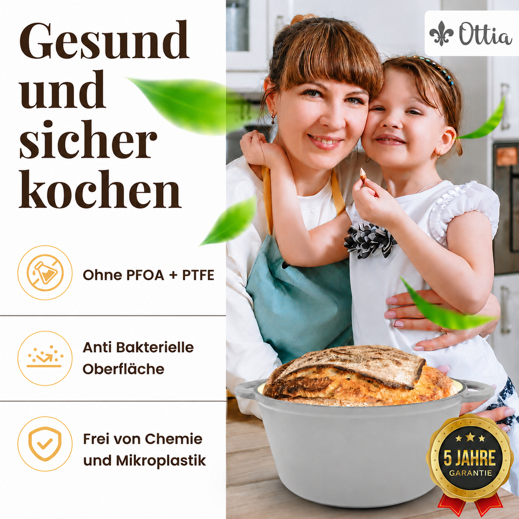 Gusseisen Topf, 26 cm, 5 Liter, mit e-Rezeptbuch. Ofenfest, Deckel mit Knauf und Aromanoppen (Kopie) (Kopie) (Kopie)
