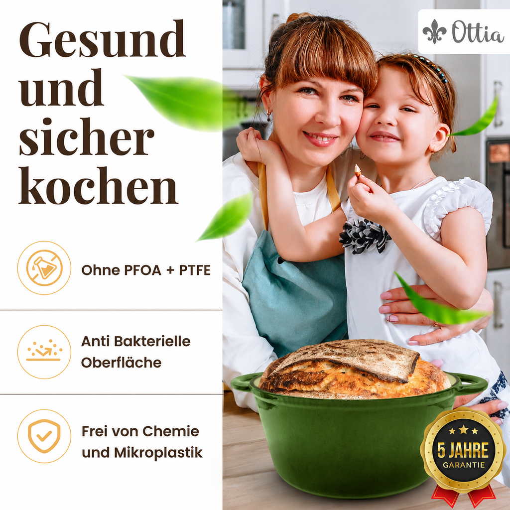 Gusseisen Topf, 26 cm, 5 Liter, mit e-Rezeptbuch. Ofenfest, Deckel mit Knauf und Aromanoppen (Kopie) (Kopie)