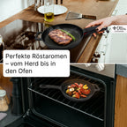 Reine geschliffene Gusseisenpfanne 24cm mit eKochbuch, Pfannenwender, Hitzeschutz