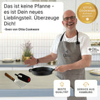 Reine Gusseisenpfanne 24cm mit eKochbuch, Pfannenwender, Hitzeschutz